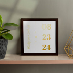 Gold Heart Arrows Names Anniversary Date Foil Prints