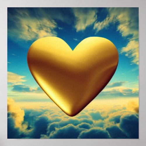 Gold Heart at Sunrise Poster
