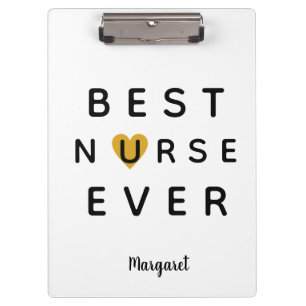 Gold Heart Best Nurse Ever Clipboard
