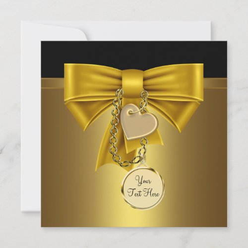Gold Heart Black Gold Party Template Announcement