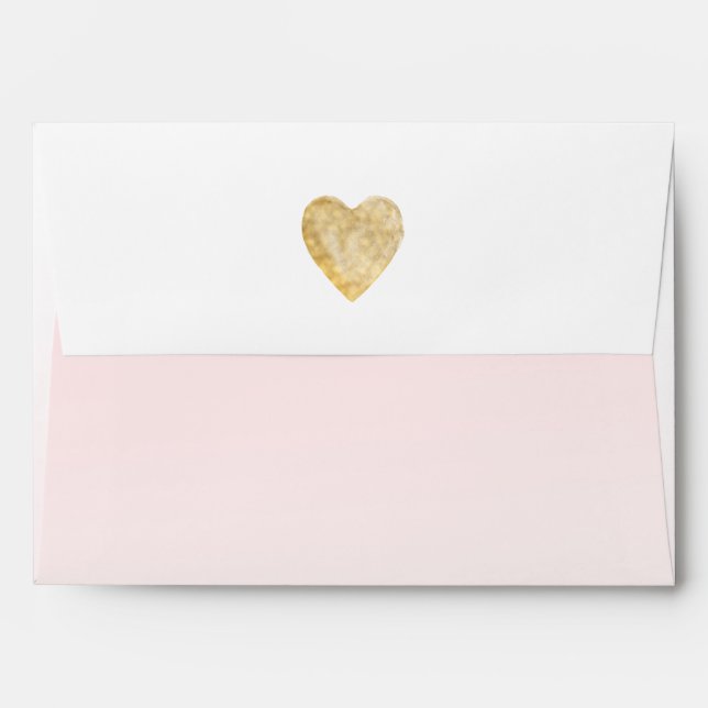 Gold Heart Blush Pink Ombre Envelope (Back (Top Flap))