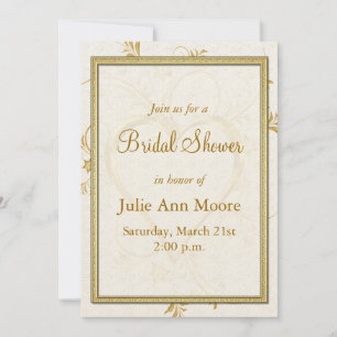 Gold Heart Bridal Shower Invitation