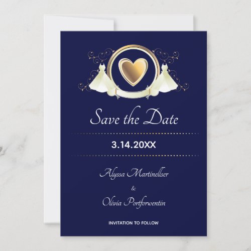 Gold Heart Brides Wedding Save The Date
