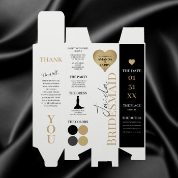 Gold Heart Bridesmaid Details Wine Gift Box by EverAfterDesignCo at Zazzle
