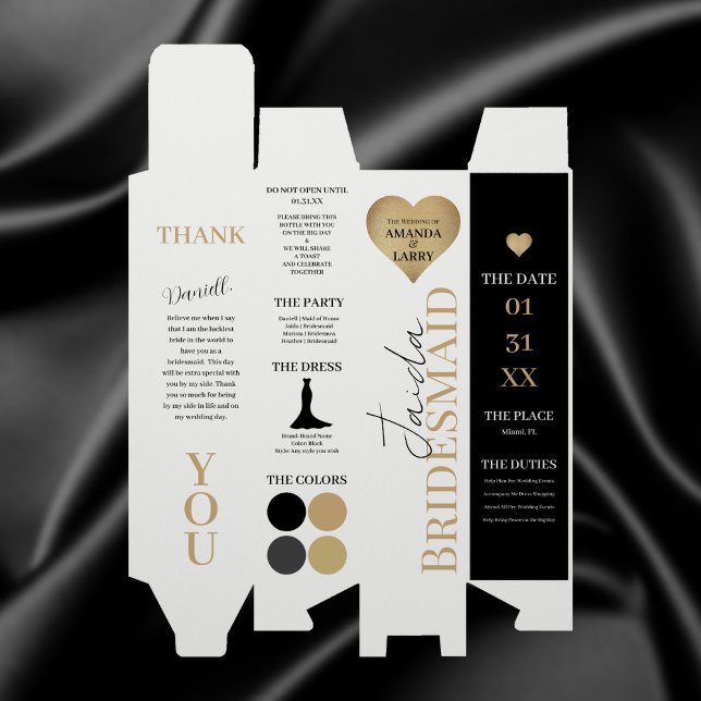 Gold Heart Bridesmaid Details Wine Gift Box (Creator Uploaded)