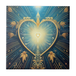 Gold Heart Ceramic Tile