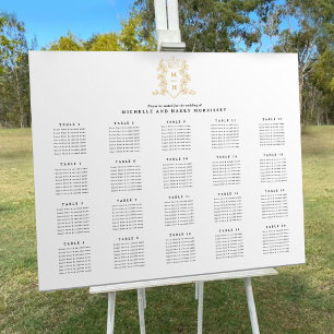 Gold heart crown wedding 20 table seating chart foam board