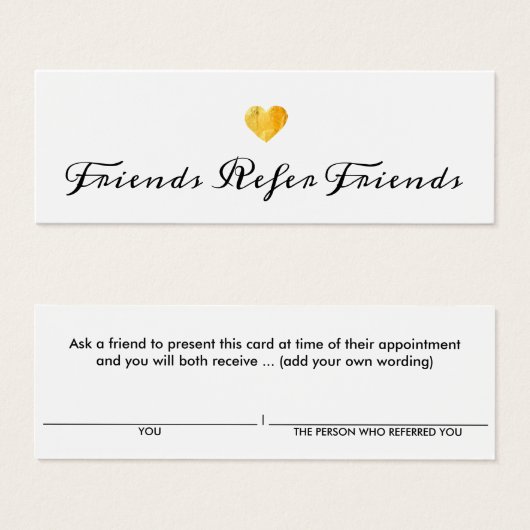 Gold Heart Customer Referral Card (Front & Back)