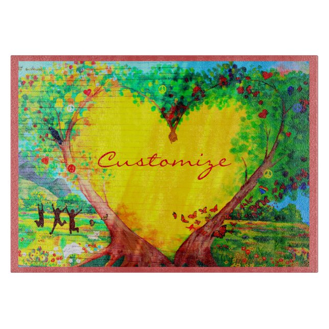 gold heart customized cutting board (Front)