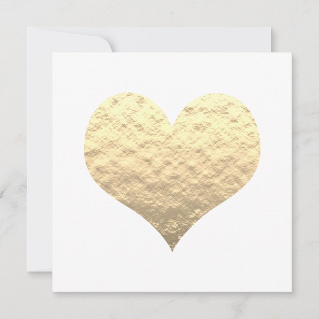 Gold Heart Cute Valentine's Day 2023 Golden Trendy Card (Front)
