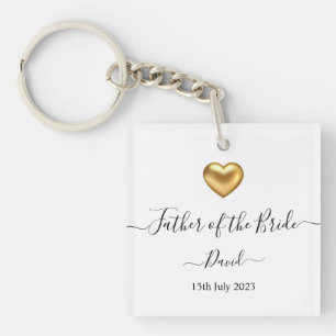 Gold Heart Father of the Bride Keychain