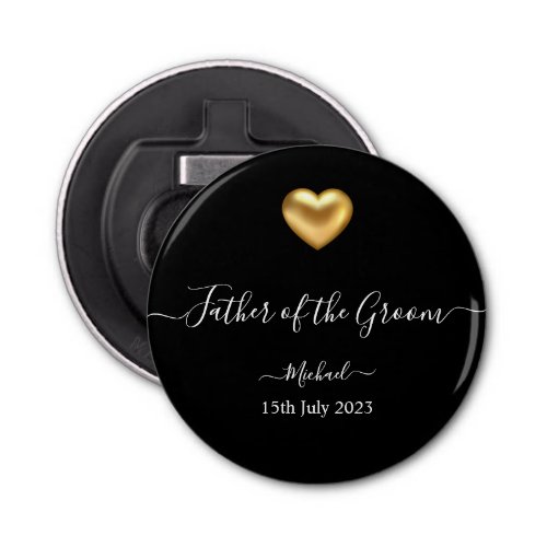 Gold Heart Father of the Groom Bottle Opener