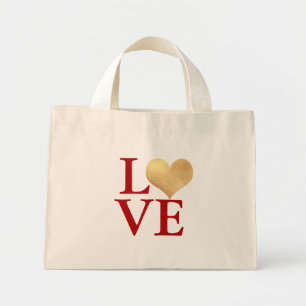 Gold Heart Faux Foil, Love Mini Tote Bag