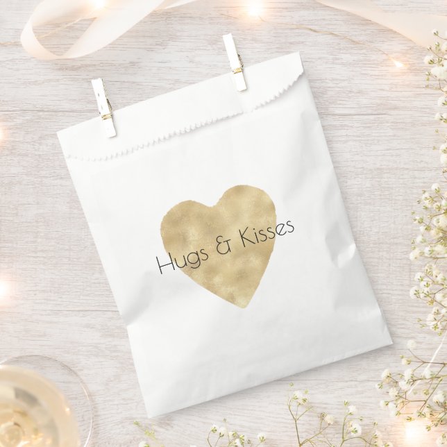 Gold Heart   Favor Bag (Clipped)