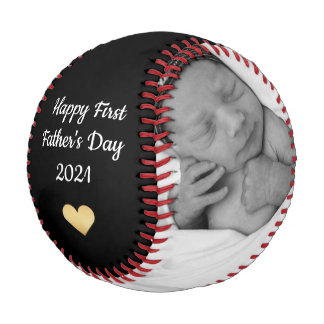Gold Heart First Fathers Day BaseBall Keepsake