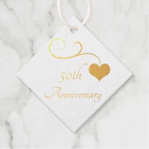 Gold Heart Foil Favor Tag