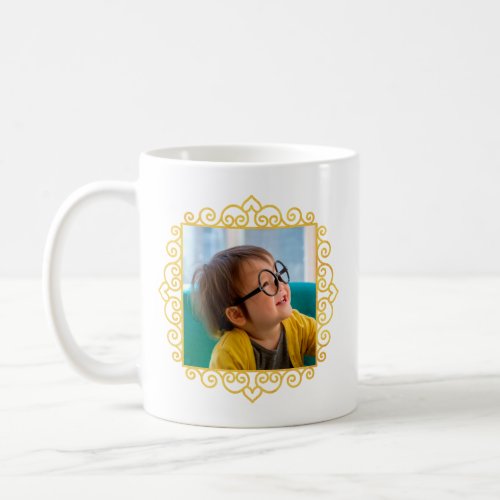 Gold Heart Frame Photo Personalized Gift Coffee Mug