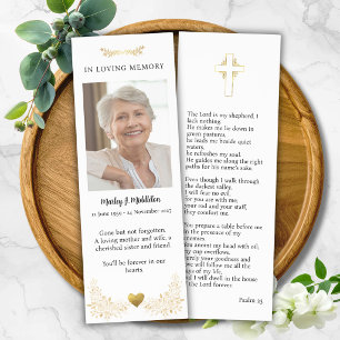 Gold Heart Funeral Prayer Card Bookmark
