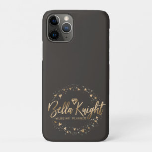 Gold Heart Gem & Confetti Custom Made Company Logo iPhone 11 Pro Case