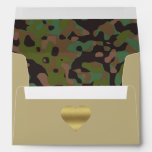Gold Heart GI Camouflage Party Note Card Envelope