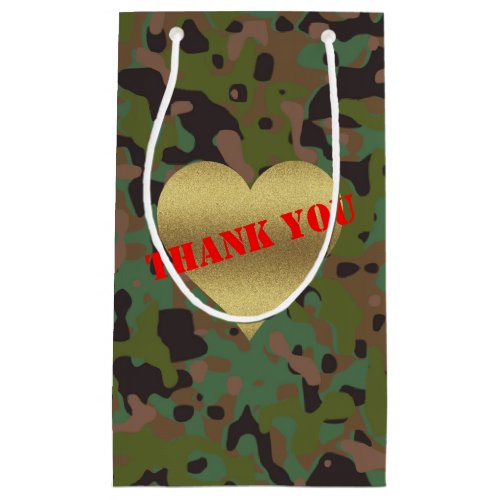 Gold Heart GI Soldier Joe Camo Celebration Party Small Gift Bag