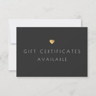 Gold Heart Gift Certificate Promotional Signage