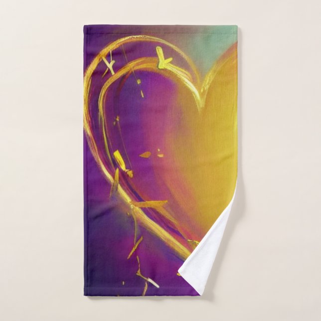 Gold Heart Hand Towel (Hand Towel)