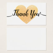 Gold Heart Handwritten Calligraphy Thank You (Front & Back)