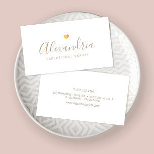 Gold Heart  Handwritten Script Calligraphy Business Card