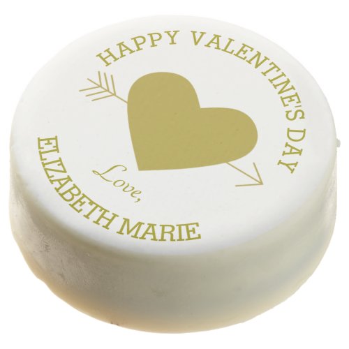 Gold Heart Happy Valentines Day _ Personalized Chocolate Covered Oreo