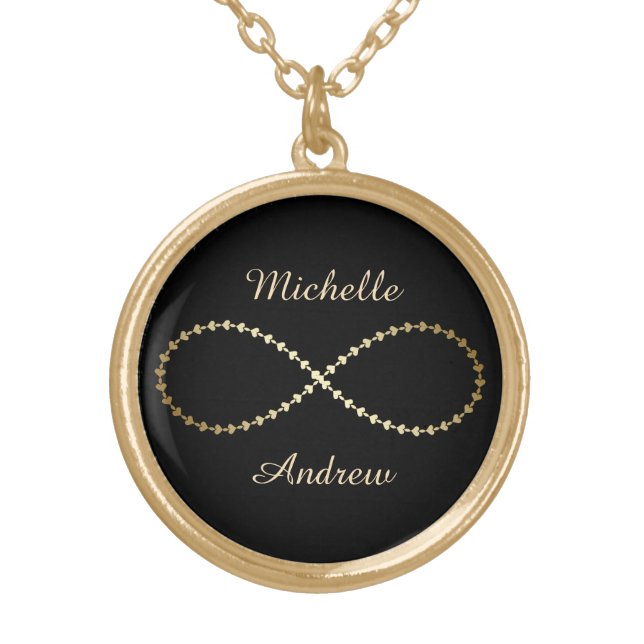 Gold Heart Infinity Personalized Plated Necklace (Front)
