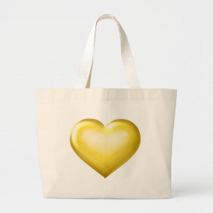 Gold heart large tote bag