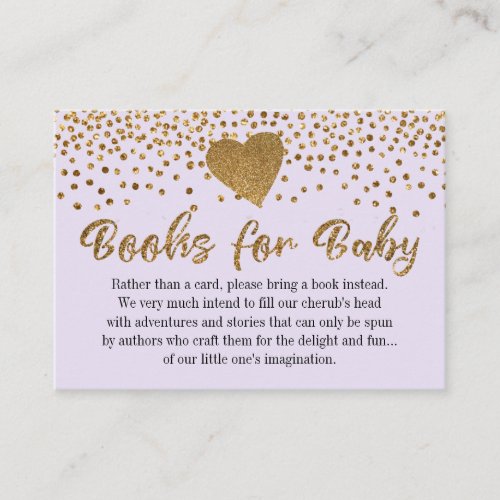 Gold Heart  Lavender Book Request Insert Cards