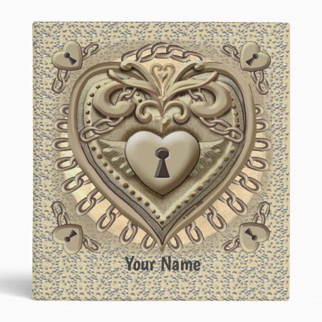 Gold Heart Lock custom binders (Front)