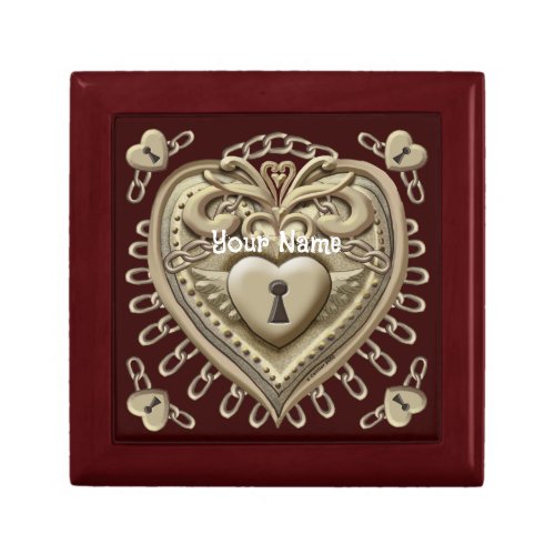 Gold Heart Lock Gift Box