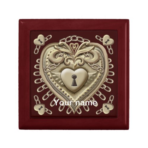 Gold Heart Lock Gift Box