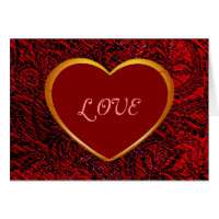 Gold Heart Love Frame with Red Fabric Card