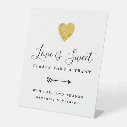 Gold Heart Love is Sweet Wedding Dessert Bar  Pedestal Sign