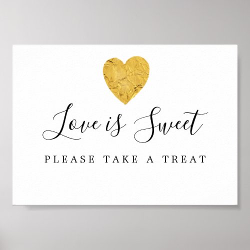 Gold Heart Love is Sweet Wedding Dessert Bar Sign