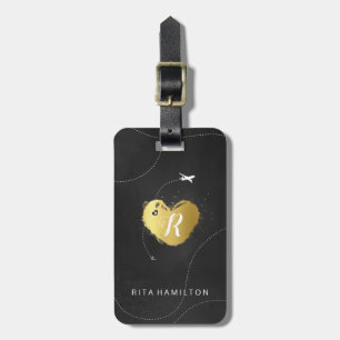 Gold heart luggage tag
