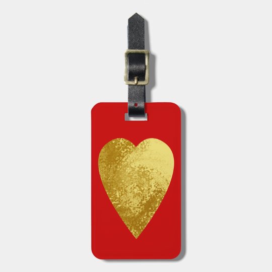 gold heart luggage tag