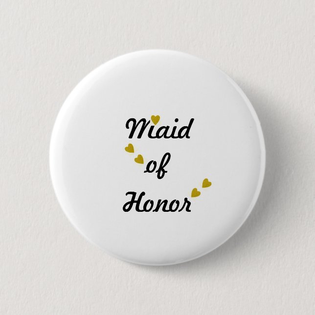 Gold Heart Maid of Honor Button (Front)