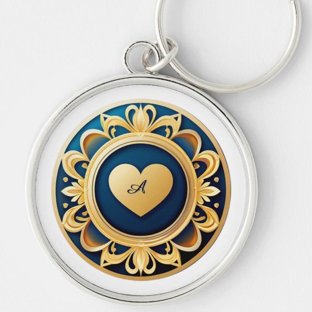 Gold Heart Medallion Keychain (Front)