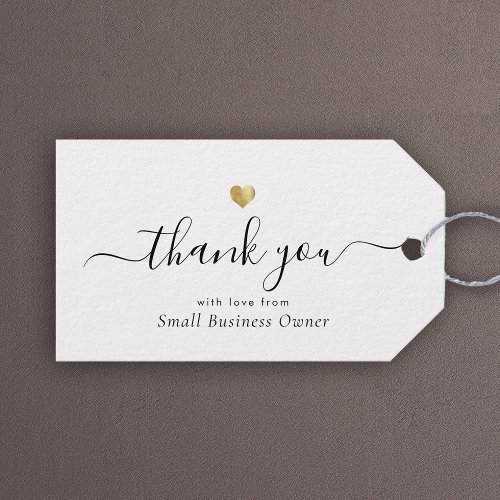 Gold Heart Modern Calligraphy Script Business Gift Gift Tags