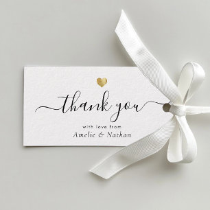 Gold Heart Modern Script Elegant Wedding Gift Tags