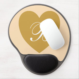 Gold Heart Monogram Gel Mouse Pad