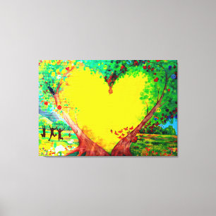 gold heart mural wrapped canvas print