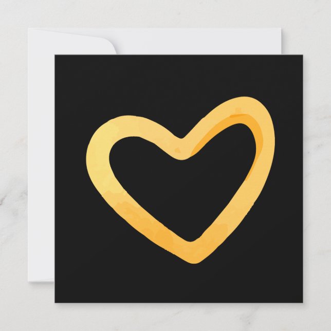 Gold Heart on Black Background Holiday Card  (Front)
