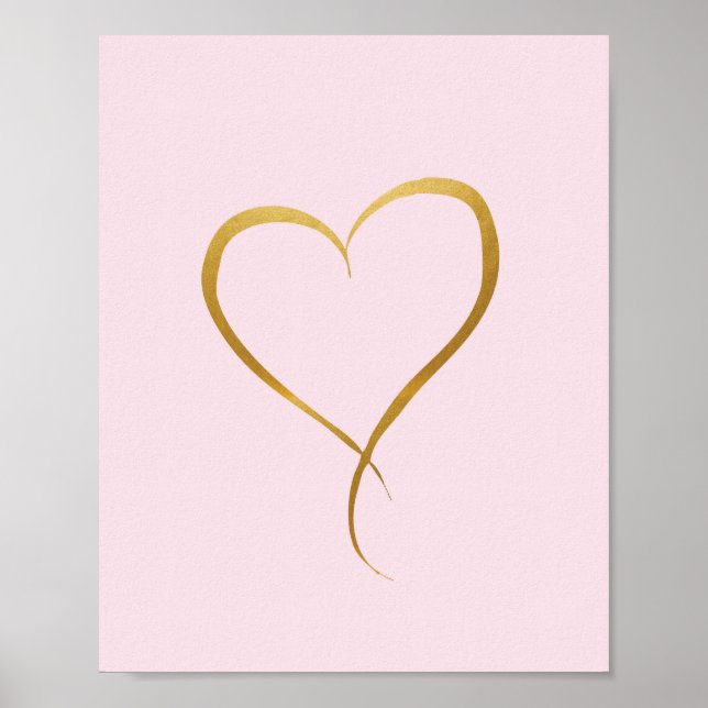 Gold Heart on Pink background - Art Print (Front)