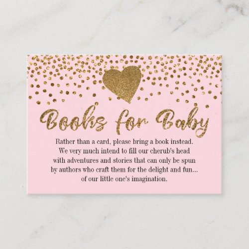 Gold Heart on Pink Book Request Insert Cards